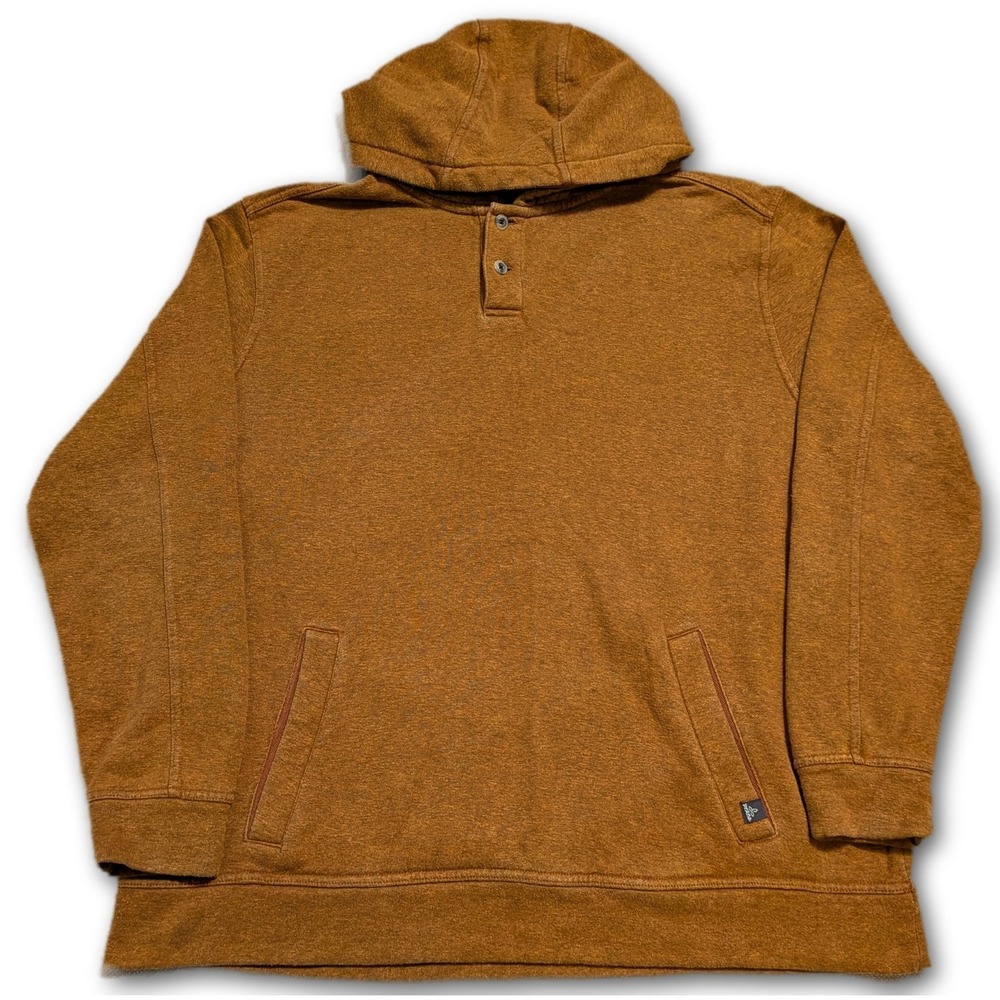 Prana Mens XXL Hoodie Rust Fleece Lined Henley Outdoor Sustainable Quality